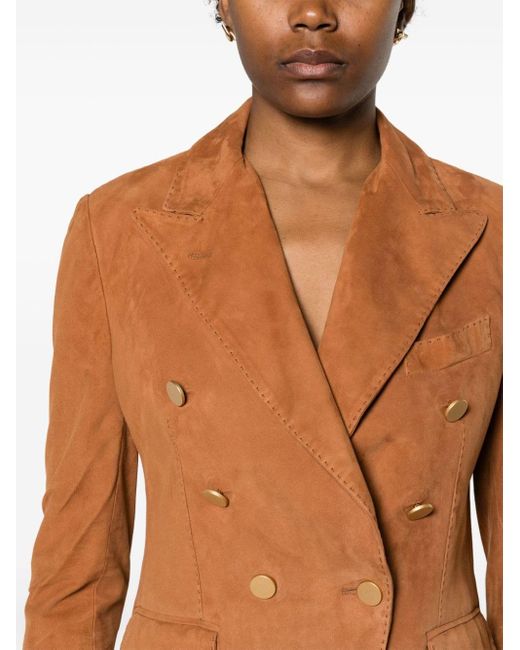 Tagliatore Brown Suede Double-breasted Jacket