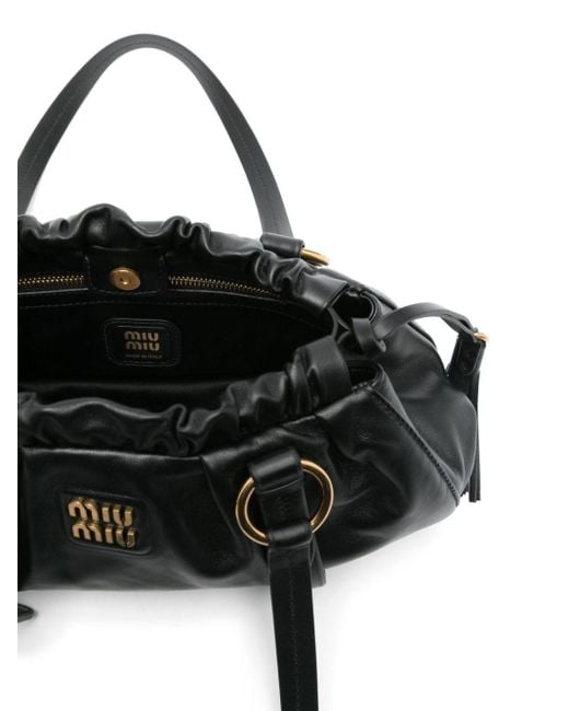Miu Miu Joie Leather Shoulder Bag in Black | Lyst UK
