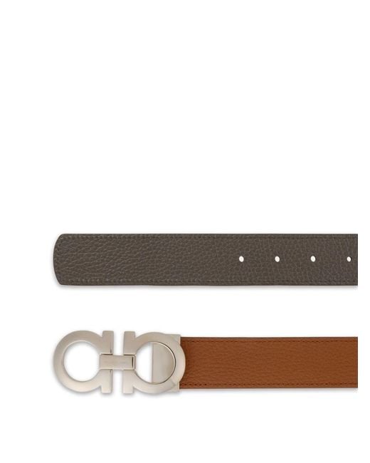Ferragamo White Gancini Leather Belt for men