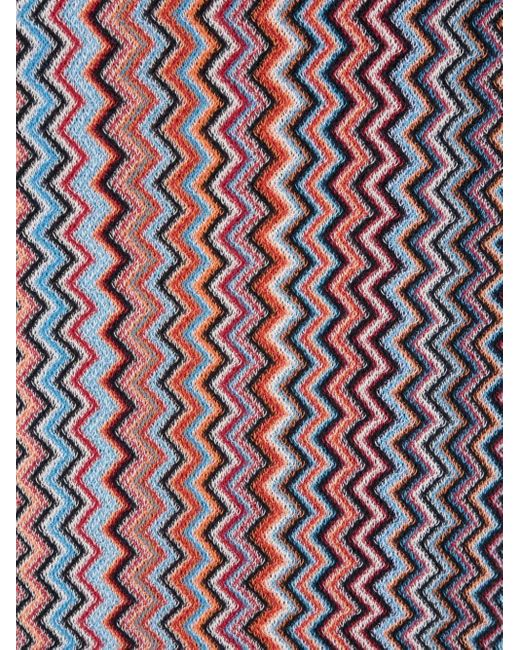 Missoni Purple Zigzag Woven Cotton Scarf for men