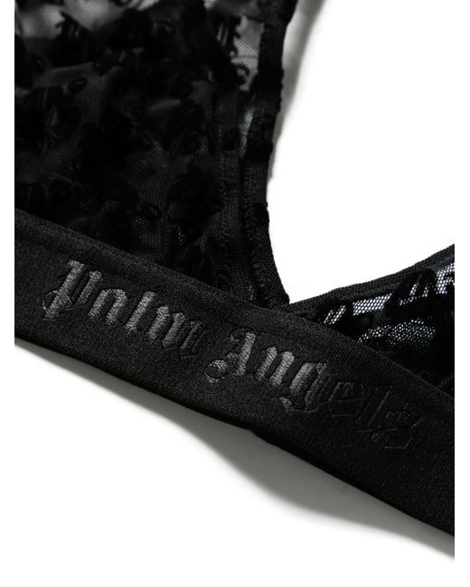 Palm Angels Black Logo-Jacquard Lace Bra
