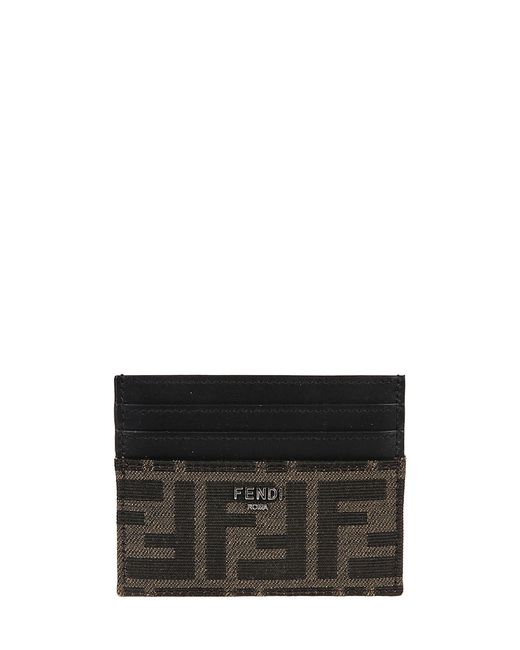 Fendi Black Ff Jacquard Card Holder for men