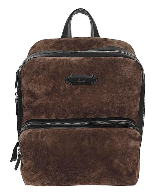 Brioni Brown Via Veneto Suede Leather Backpack for men