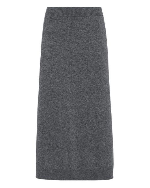 Brunello Cucinelli Gray Cashmere Midi Skirt