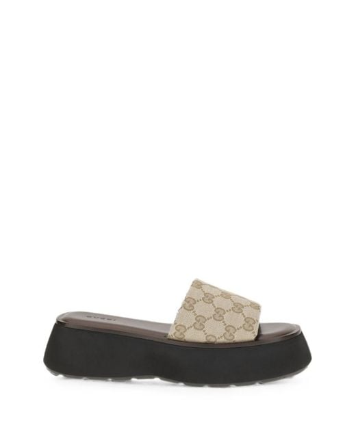 Gucci Gray Platform Slide Sandals