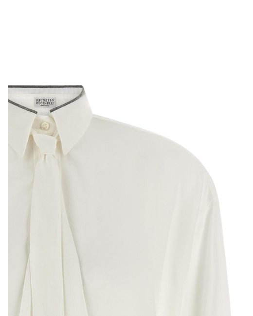 Brunello Cucinelli White Silk Shirt