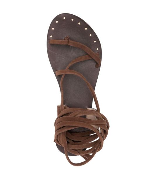 Manebí Brown Lace-up Suede Sandals