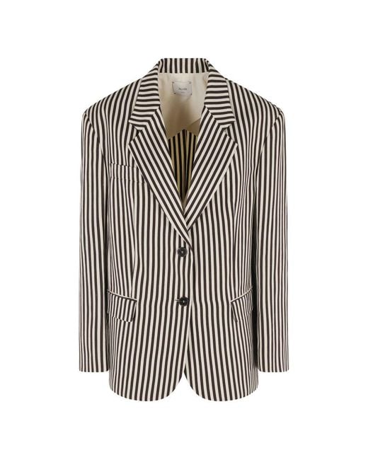 Alysi Gray Striped Single-Breasted Jacket