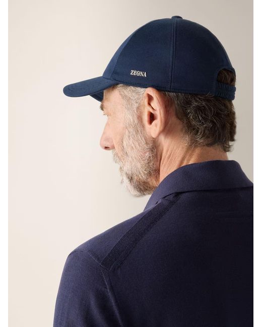 Zegna Blue Hat With Embroidery for men