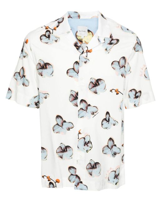 Paul Smith White Floral-print Shirt for men