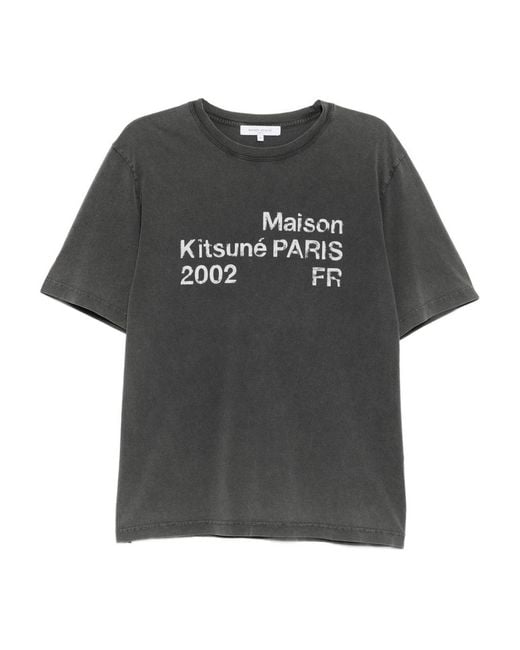 Maison Kitsuné Black Logo Cotton T-Shirt for men