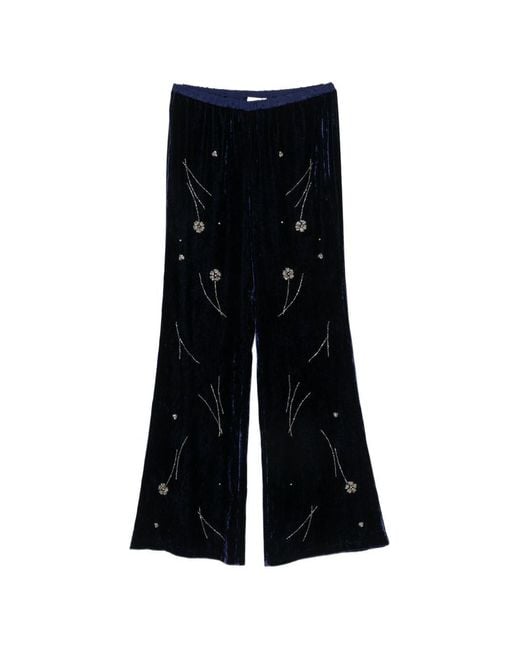 Forte_forte Black Embroidered Velvet Trousers
