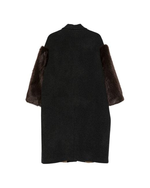 Alysi Black Wool Blend Coat