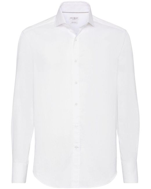 Brunello Cucinelli White Cotton Shirt for men