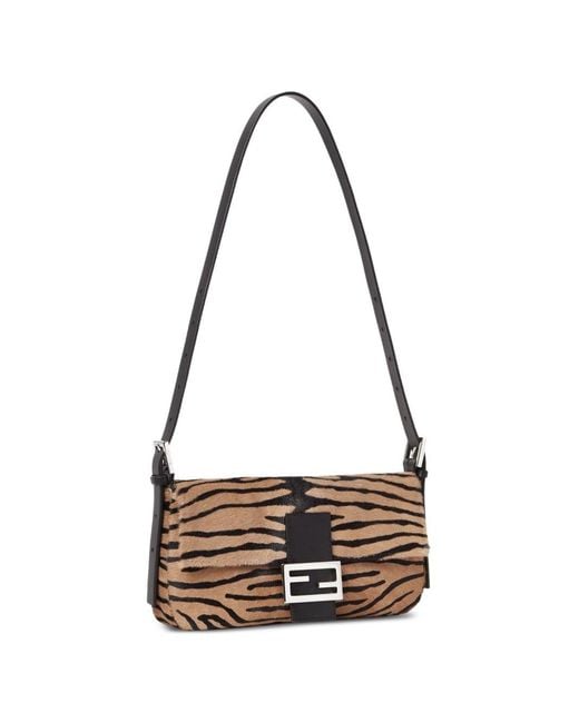 Fendi Metallic Baguette Leather Shoulder Bag