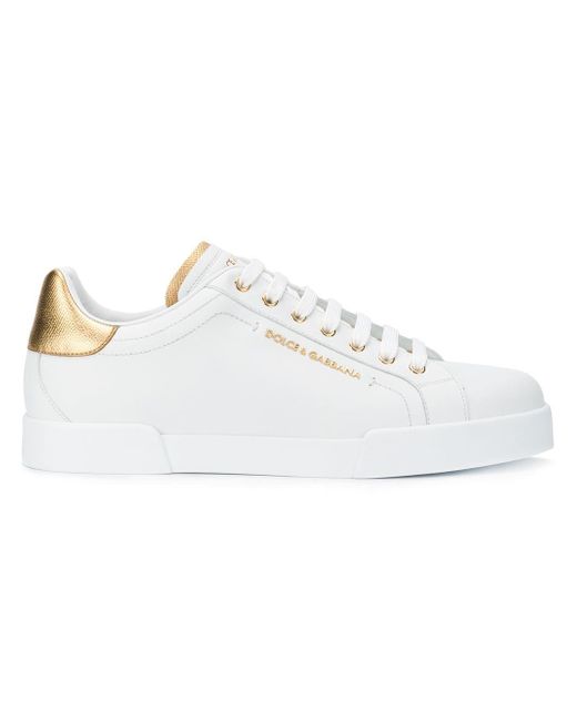 Dolce & Gabbana White Calfskin Nappa Portofino Sneakers for men