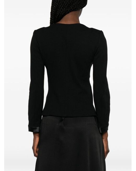Emporio Armani Black Bow-Detail Collarless Jacket