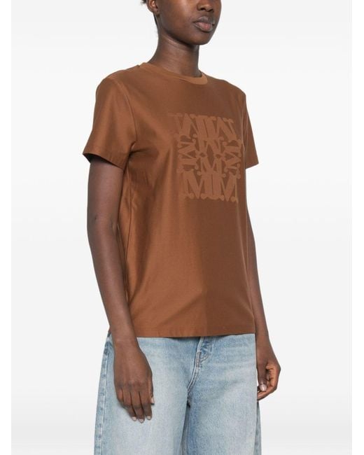 Max Mara Brown Logo Cotton T-Shirt