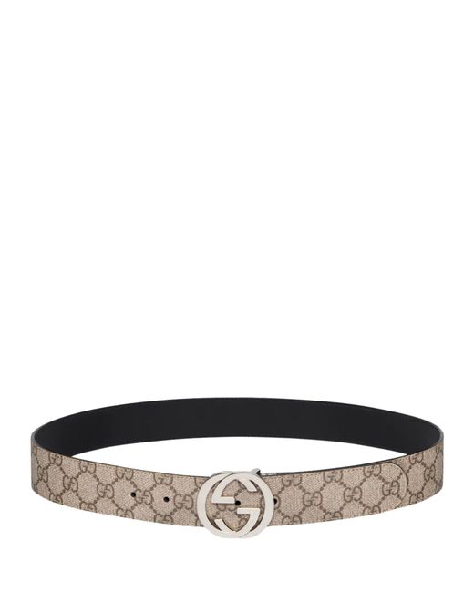 Gucci White Gg Interlocking Reversible Belt for men