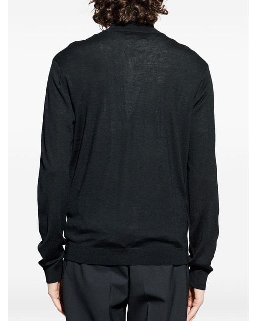 Emporio Armani Black Wool Cardigan for men