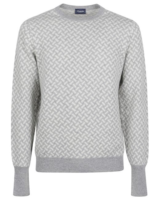 Drumohr Gray Round Neck Long Sleeves Sweater Biscottino for men