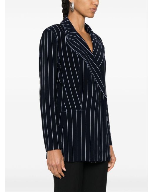 Norma Kamali Black Pinstriped Double-breasted Jacket