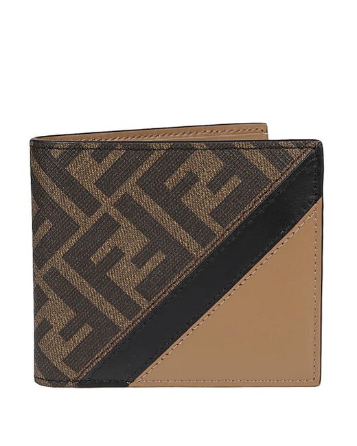 Fendi Black Multicolor Fabric And Leather Wallet for men
