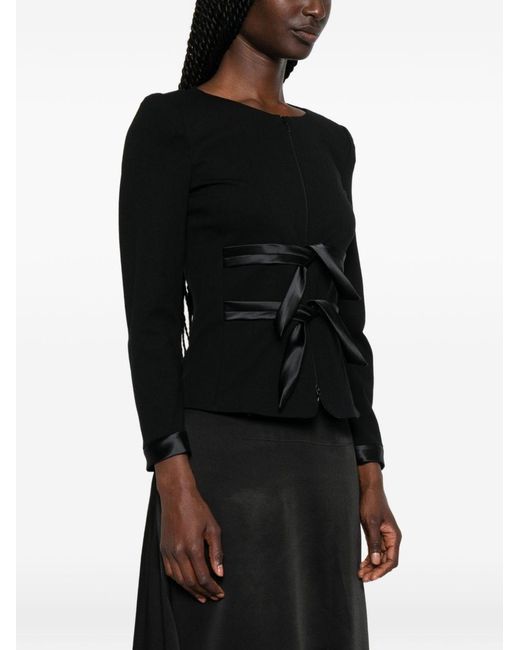 Emporio Armani Black Bow-Detail Collarless Jacket