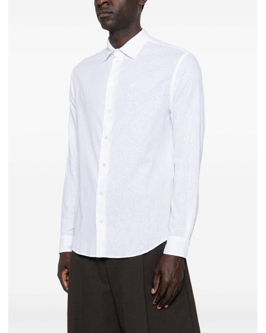 Emporio Armani White Linen Blend Shirt for men