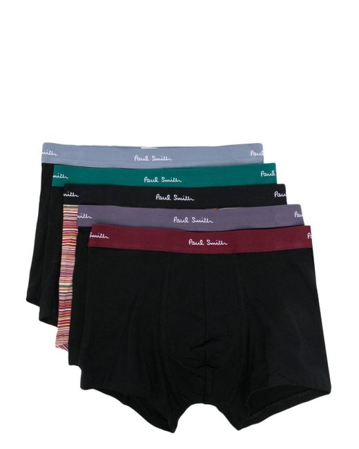 Paul Smith Black Logo-Waistband Boxers (Pack Of Five) for men