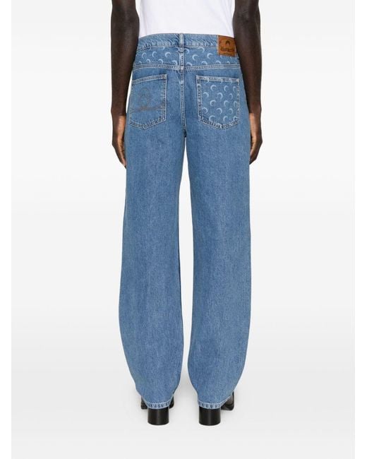 MARINE SERRE Blue Straight Leg Denim Jeans