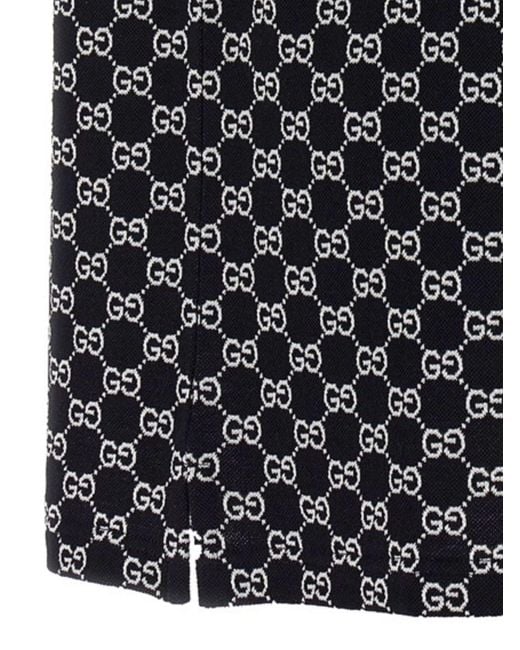 Gucci Black Gg Cotton Pique Polo Shirt for men
