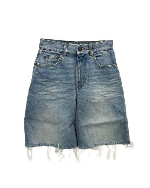 Chloé Blue Frayed Faded Shorts
