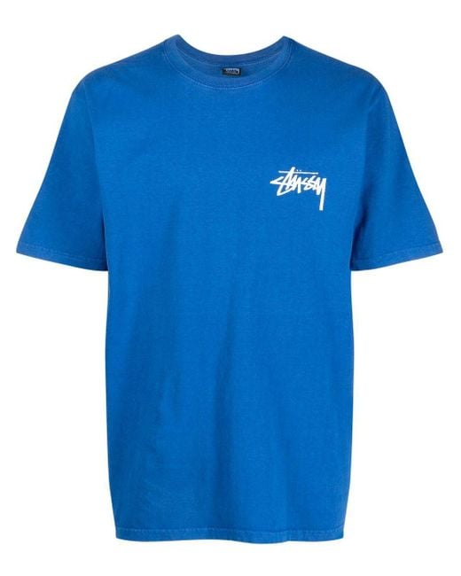 T-shirt in cotone stampata di Stussy in Blue da Uomo