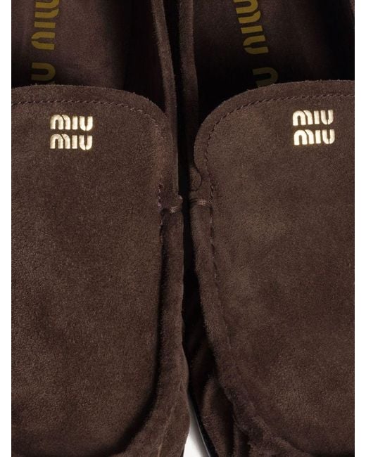 Miu Miu Brown Suede Leather Loafers