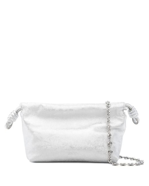 Loewe White Flamenco Leather Mini Clutch