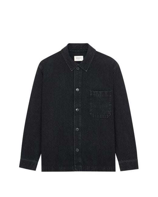 Saint Laurent Blue Denim Cotton Overshirt for men