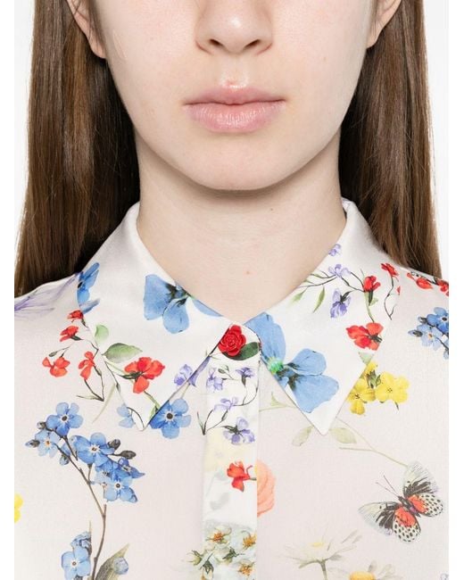 Alice + Olivia White Willa Printed Blouse