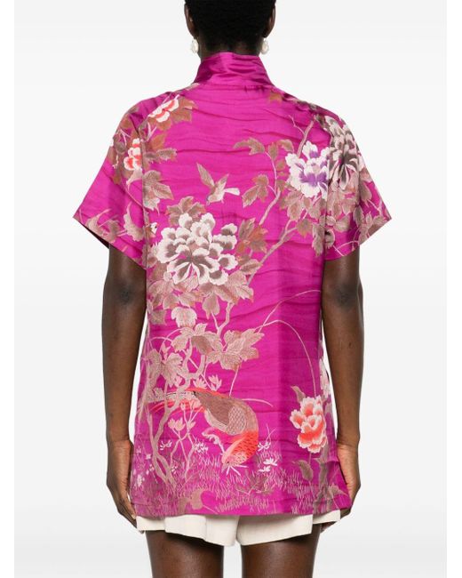 Pierre Louis Mascia Pink Cialda Mix-print Silk Shirt