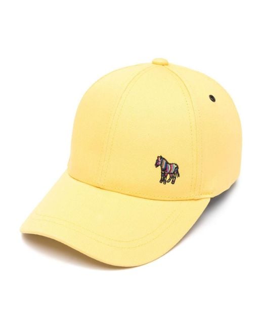 PS by Paul Smith Yellow Zebra Logo-appliqué Cotton Cap for men