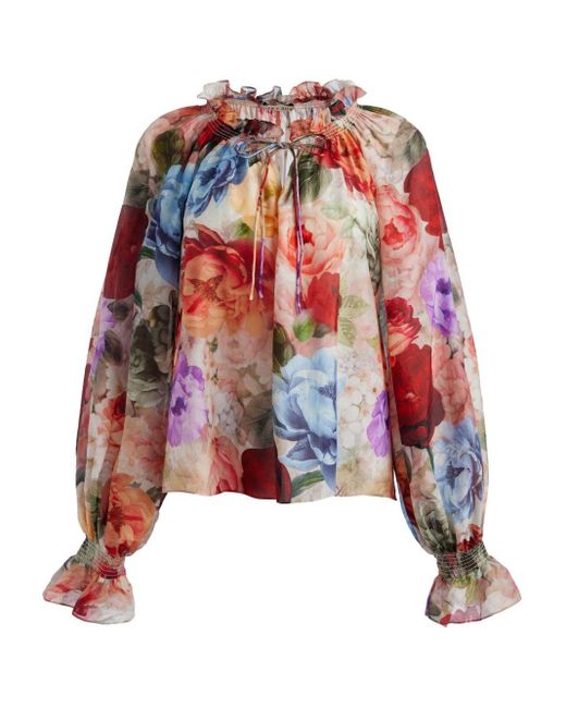 Alice + Olivia Multicolor Norah Tie-Neck Peasant Blouse