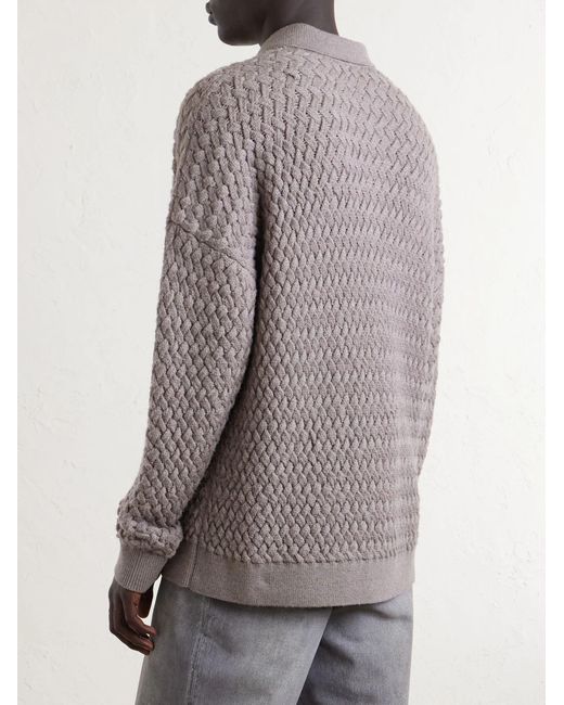 Bottega Veneta Gray Wool Polo Shirt for men