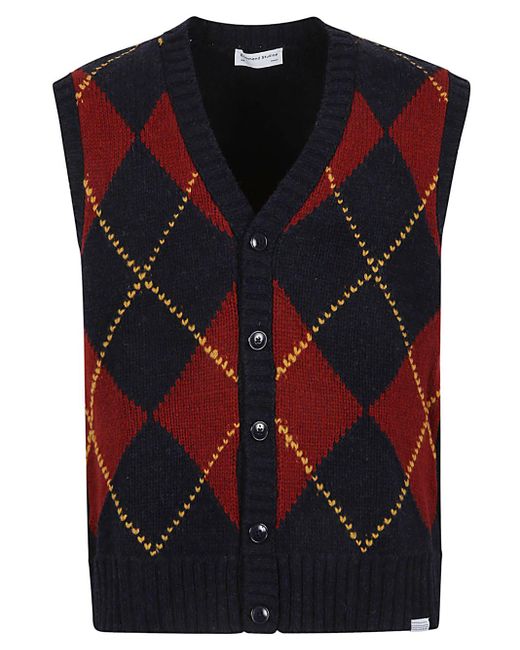 Edmmond Studios Black Argyle Wool Vest for men