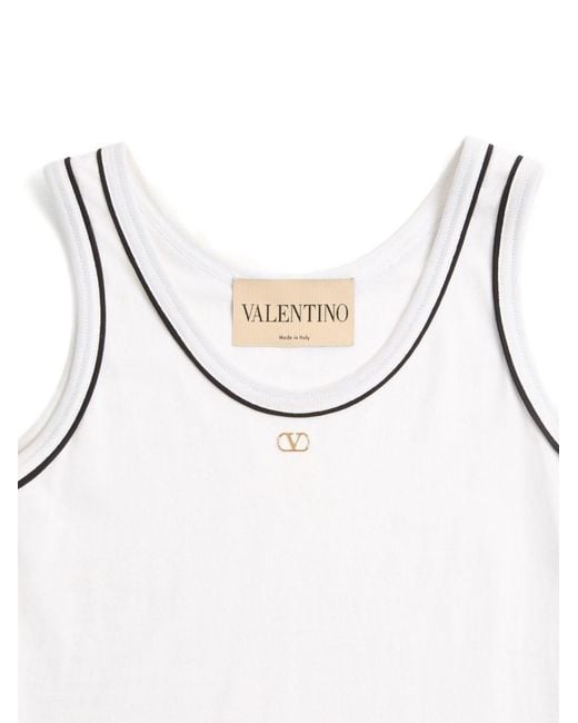 Valentino White Logo Cotton Tank Top