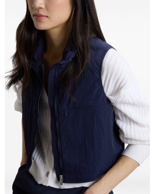Woolrich Blue Nylon Zipped Vest