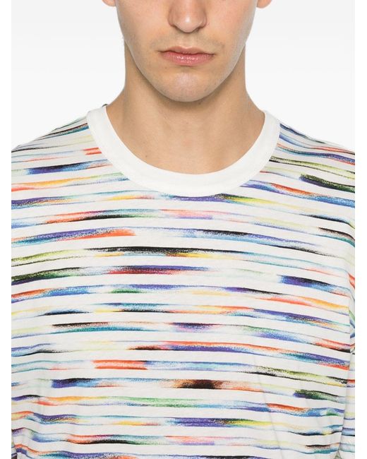 Paul Smith White Organic Cotton Printed T-Shirt for men