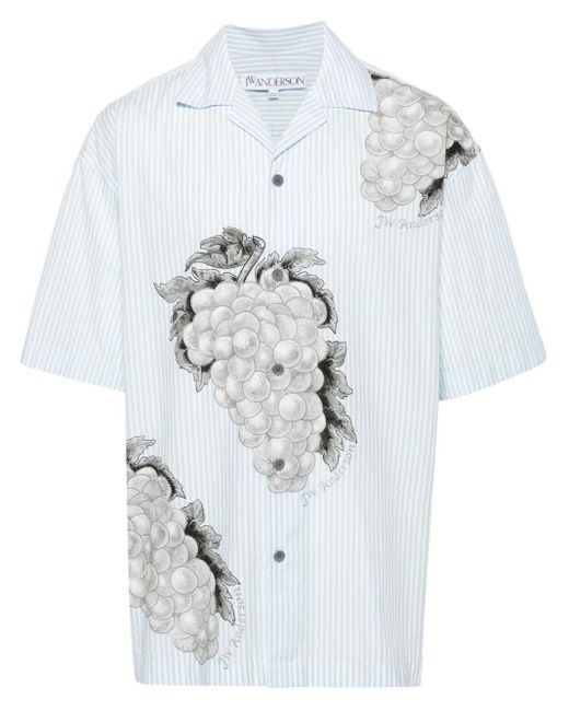 J.W. Anderson White Grape-print Cotton Shirt for men