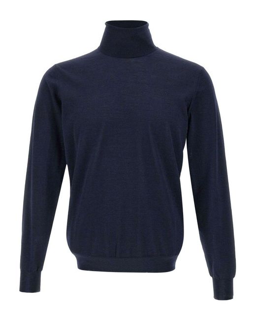FILIPPO DE LAURENTIIS Blue Merino Wool Turtleneck for men