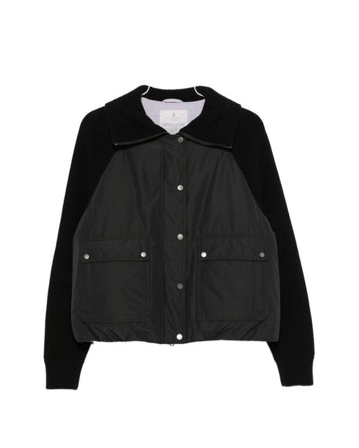 Brunello Cucinelli Black Taffeta And Wool Knit Down Jacket