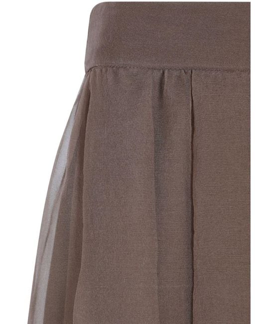 Brunello Cucinelli Brown Silk Midi Skirt